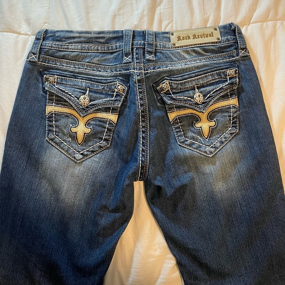 Rock Revival Leah Easy Boot Jeans Sz:29 Flap Pocket Western Cowgirl - Picture 4 of 12